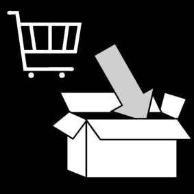 boodschappen in een kartonnen doos doen